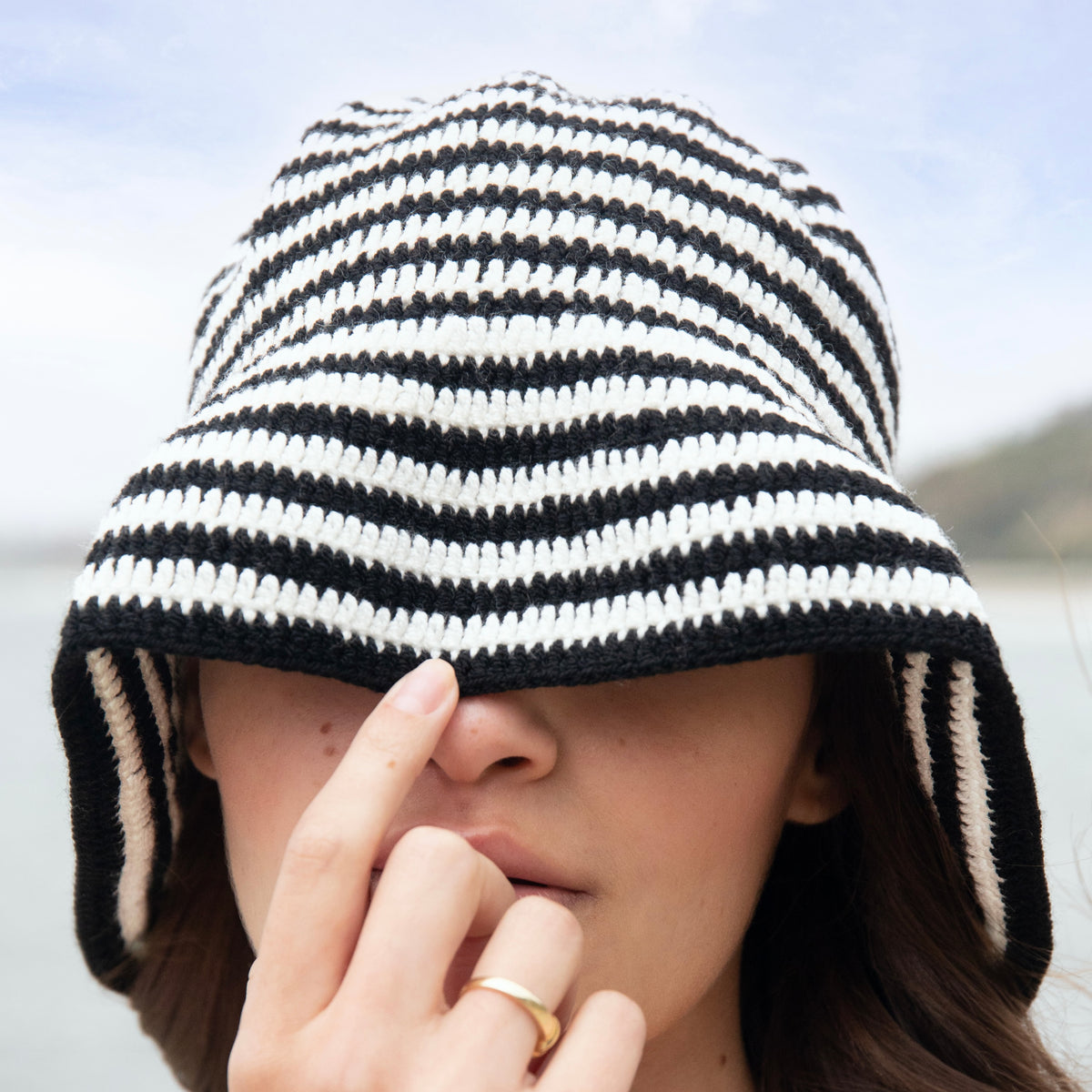 Black and White Striped Crochet Bucket Hat – Soraya Hennessy