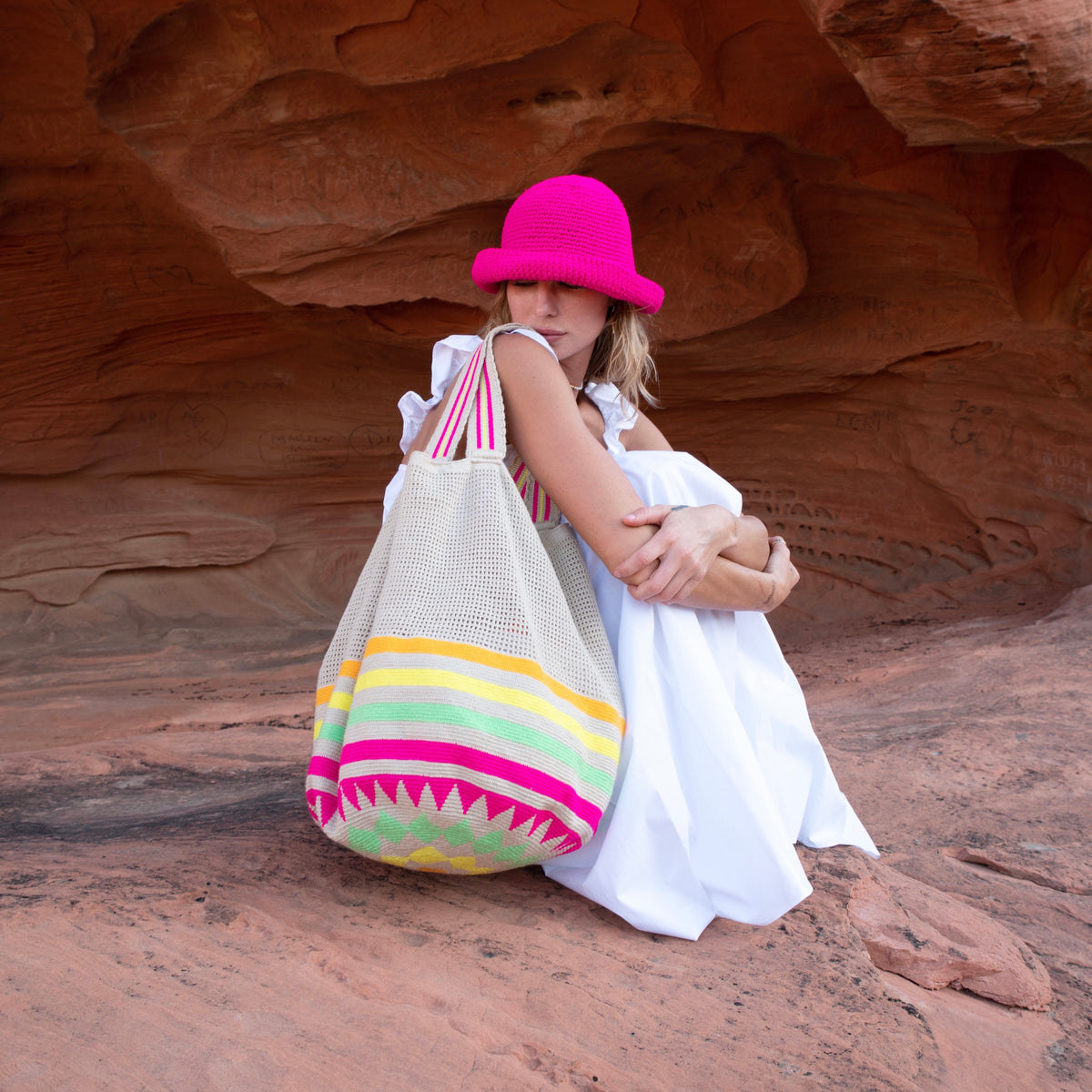 Blue Crochet Bucket Hat – Soraya Hennessy