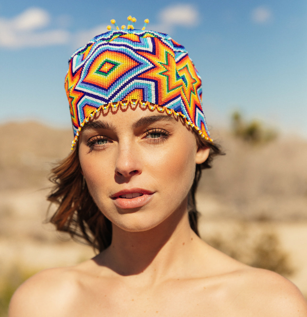 Handmade Beaded Multicolor Beanie – Soraya Hennessy