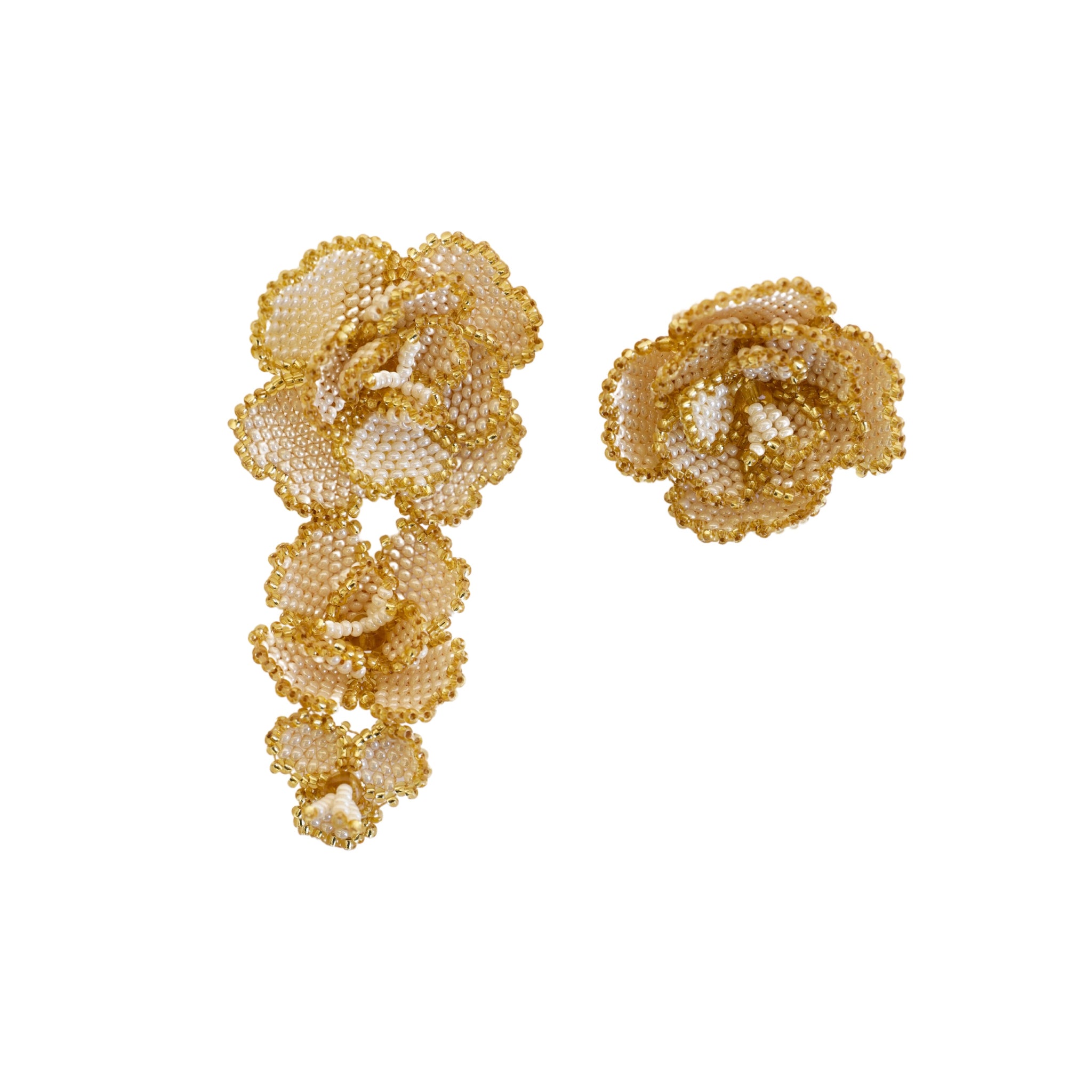 Gold Beaded Asymmetrical Earrings – Soraya Hennessy