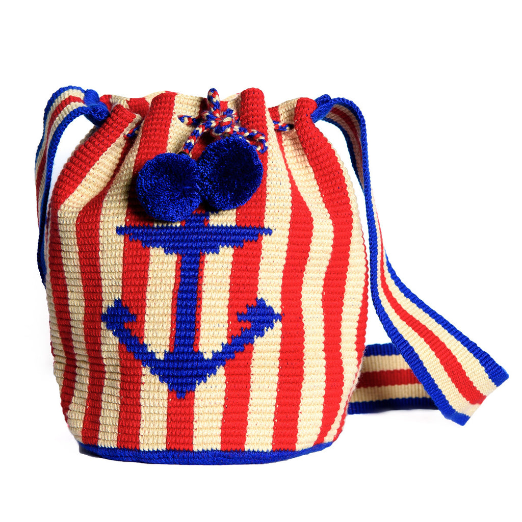 Nautical Woven Mochila Bucket Bag - 1