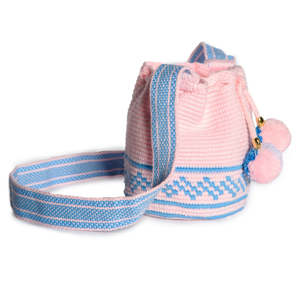 Mini Pink Woven Mochila Bucket Bag - 2