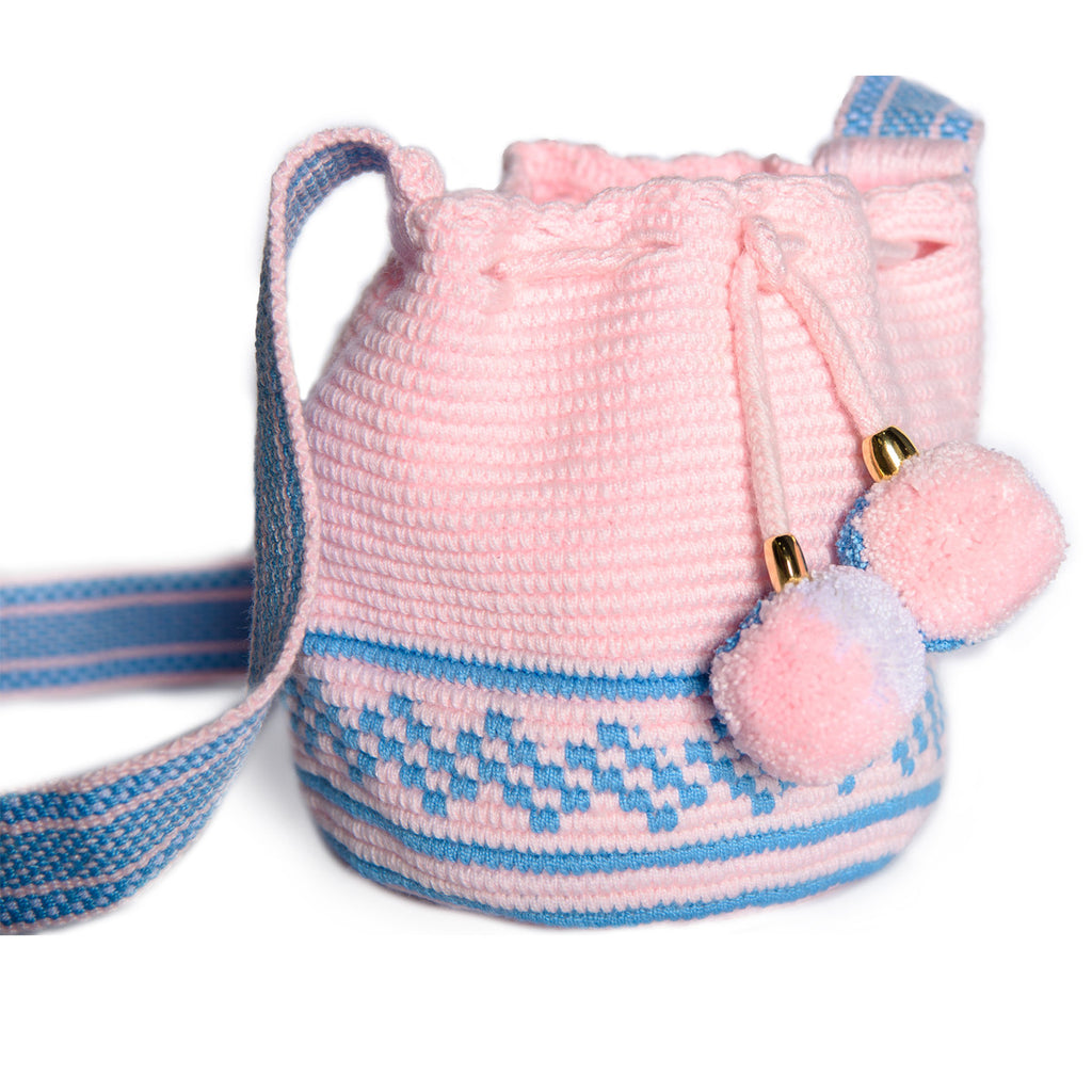 Mini Pink Woven Mochila Bucket Bag - 4