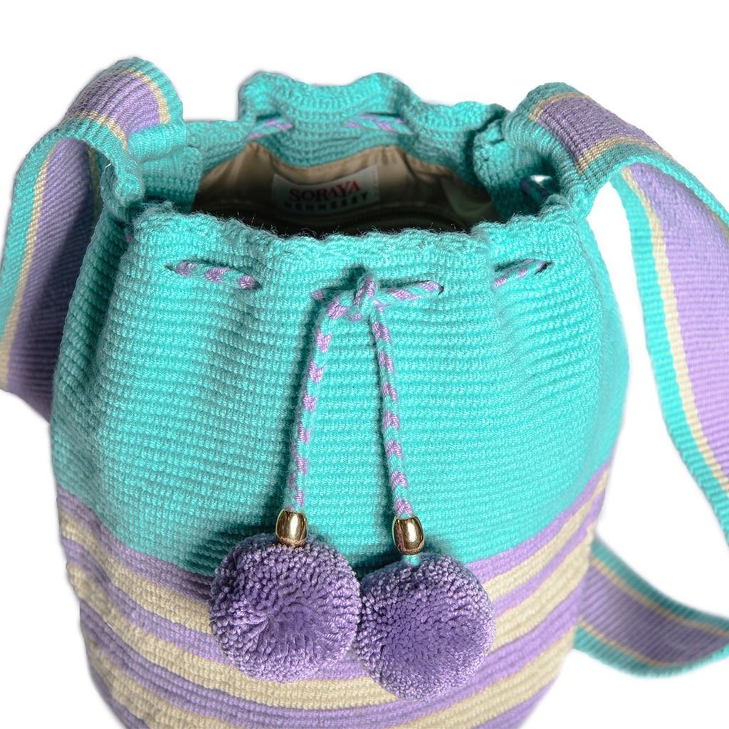 Summer Pastel Stripes Woven Mochila Bucket Bag - 3